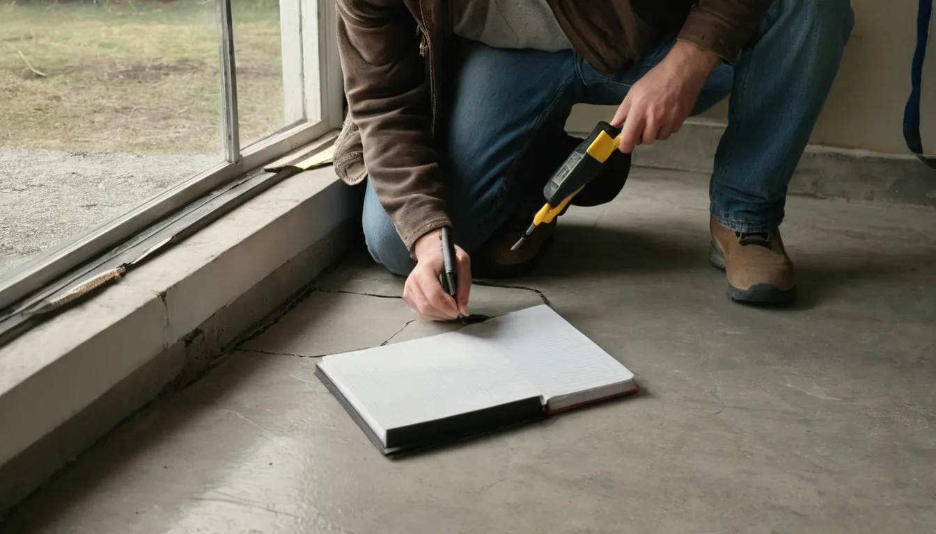 Homeowner photographing a garage floor for an estimate request