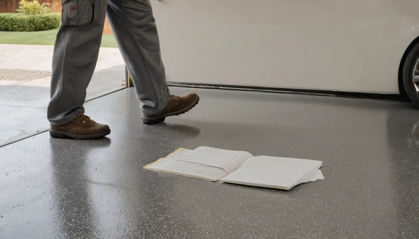 Provider applying a polyaspartic coating to a garage floor in Sterling Heights